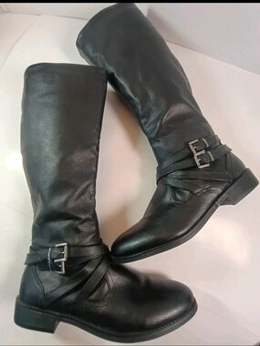 MIA Black Faux Leather Knee High Riding Boots Women's Size 9.5M
